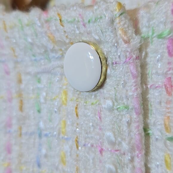 Janie & Jack Tweed Ruffle Sleeve Cropped Jacket Pastel Size 3 Dressy Preppy Luxe - Picture 4 of 14